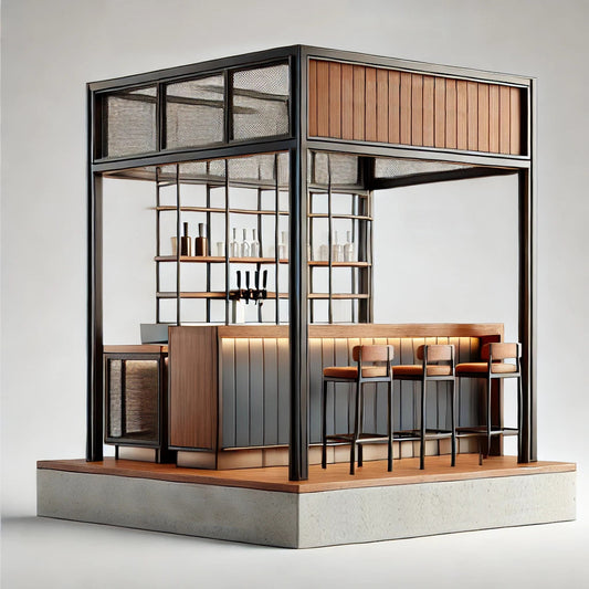 Bar Counters by MFI with metal frames and resin work