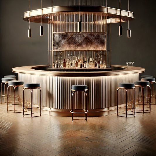 Bar Counters by MFI with metal frames and resin work