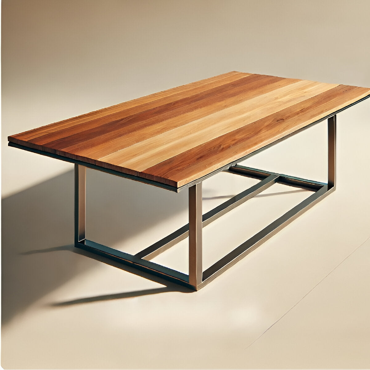 Tables by MFI with metal frames, wood and resin work